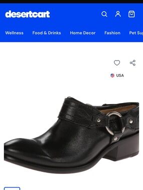 Frye Black Leather Slip-On Mules with Metal Ring Detail